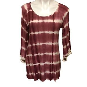 Honeyme Women's Tie-Dye Blouse Top Scoop Neck‎ Multicolor Small